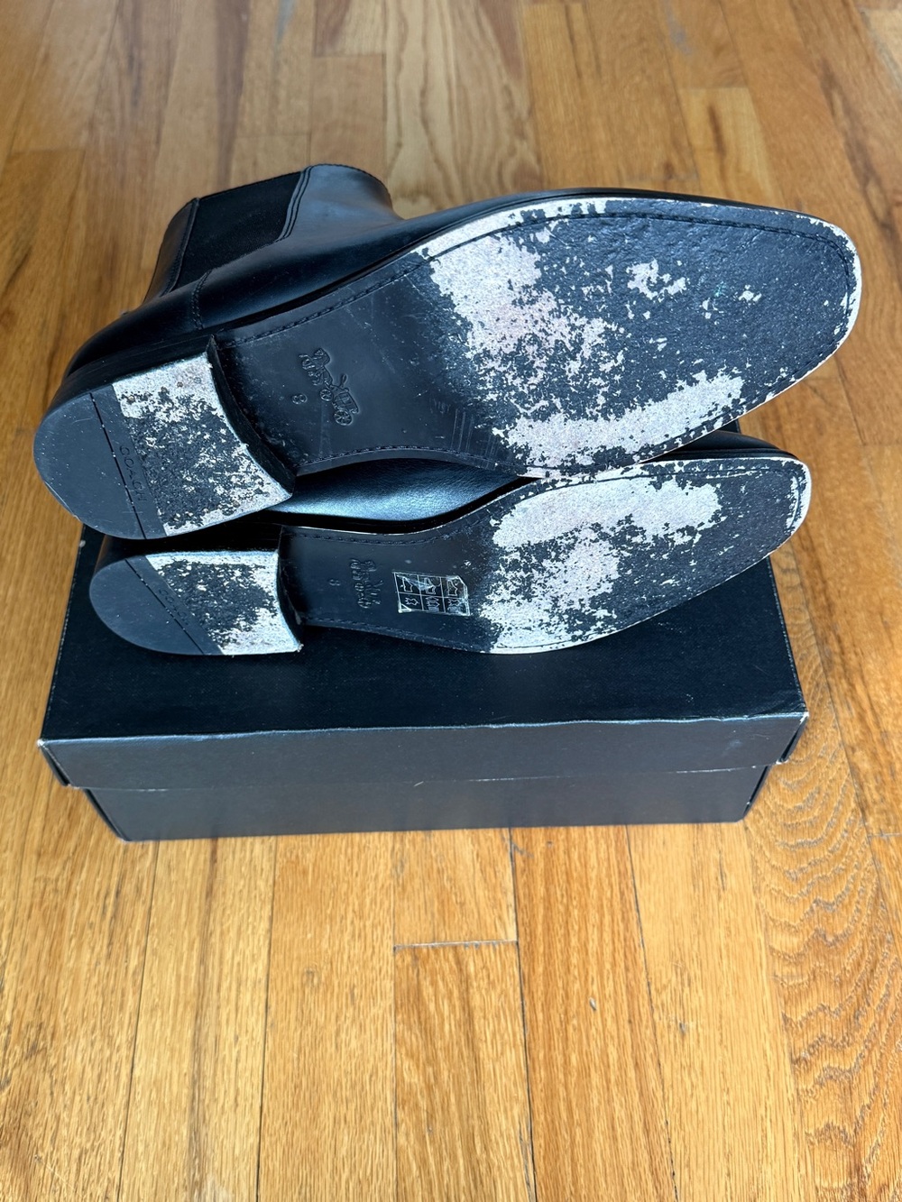 EUC Coach Mens Metropolitan Black Leather Chelsea Boots Size 8D In Box MSRP $295 - Picture 7 of 8
